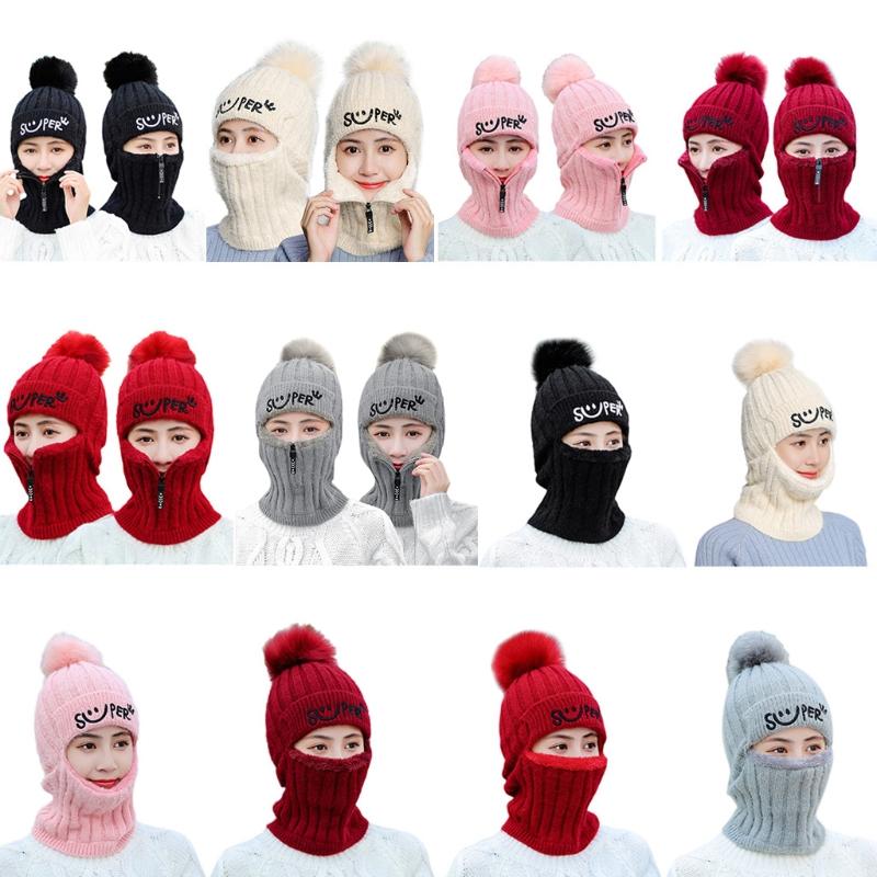 Women Winter Knit Beanie Balaclava Hat Letters Embroidery Faux Fleece Lined Zipper Face Mask Neck Warmer Pompom Hood Cap, 6ee705314-k
Women Winter Knit Beanie Balaclava Hat Letters Embroidery Faux Fleece Lined Zipper Face Mask Neck Warmer Pompom Hood Cap, 6ee705314-k