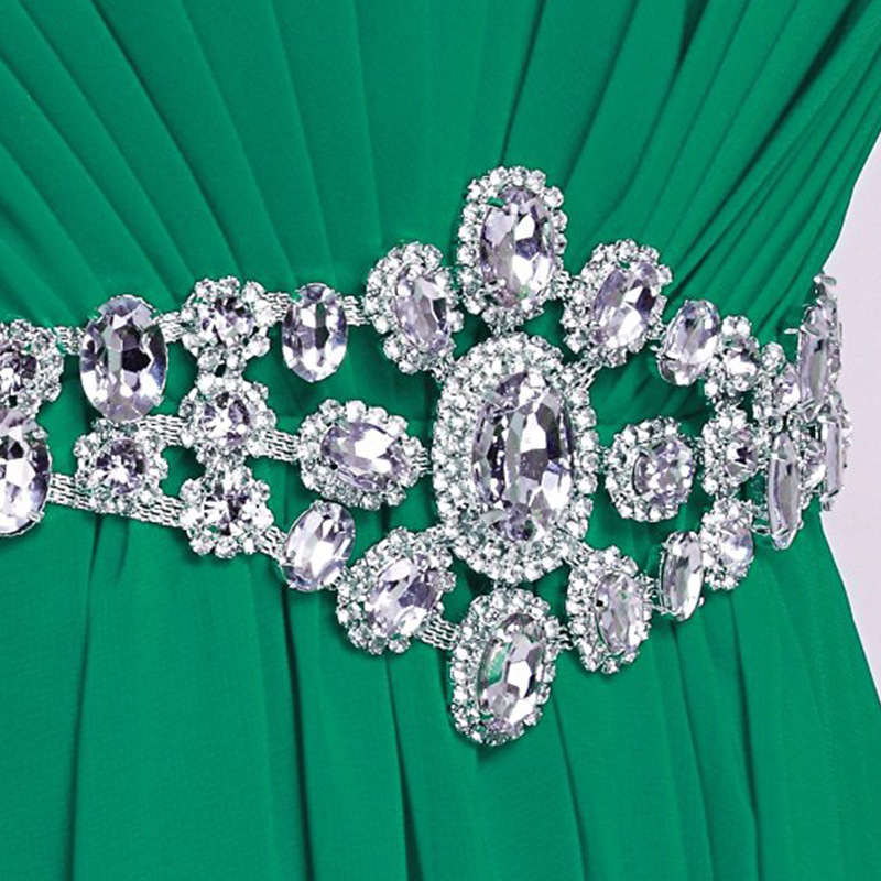 Sexy A-line Green/Red Chiffon Long Evening Dress vestido longo Prom Dresses Off Shoulder 2022 robe de soiree Crystal Sash Formal Gown