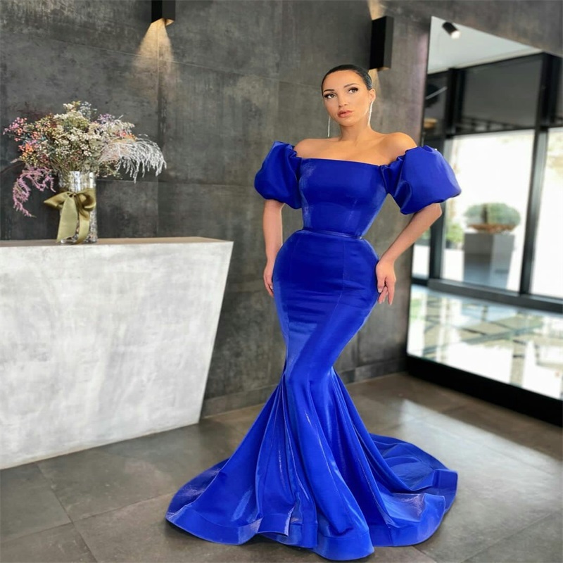 Mermaid Prom Dresses With Detachable Sleeves Bateau Taffeta Evening Dress Party Gowns Sweep Train Custom Made Special Evening Dresses
