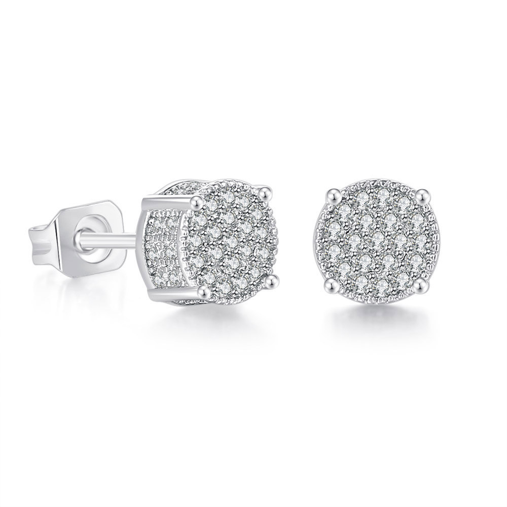 Stainless steel Luxury Whitel Zircon Ear Studs For Women Men Gold Color Hiphop Jewelry Earrings For Lover Gifts