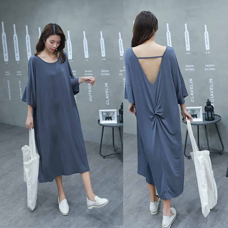 2021 New  maternity dress modal female summer Korean style solid color round collar plus sexy skirt with naked back 1HXF, Khaki. 
2021 New  maternity dress modal female summer Korean style solid color round collar plus sexy skirt with naked back 1HXF, Khaki.