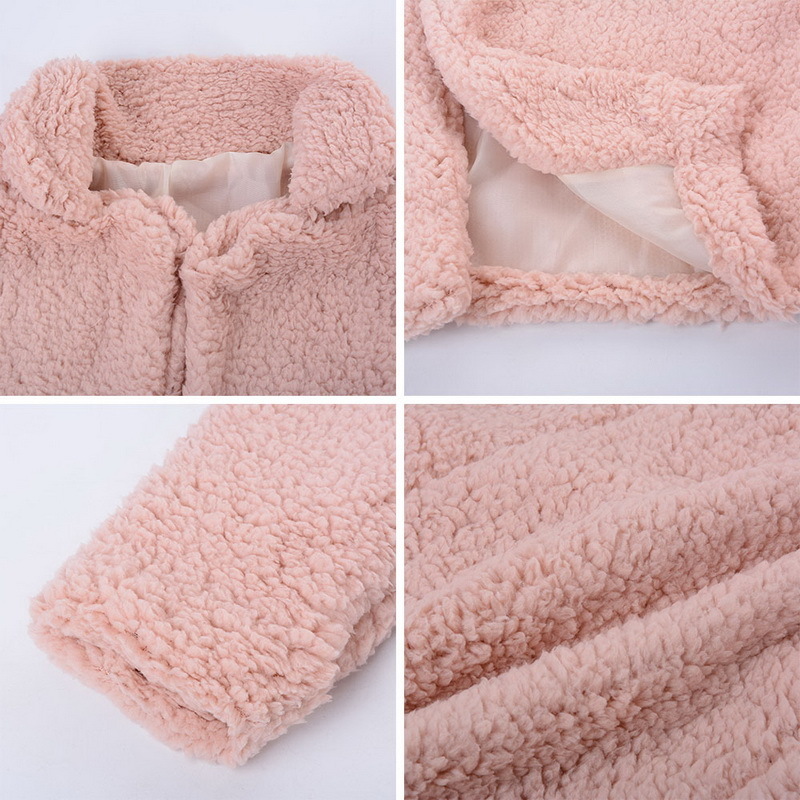 Women Autumn Winter Warm Thicken Long Section Coat Faux Fur Jackets Lapel Teddy Cardigan Slim Plus Size Lamb Wool Outwear 201019 B4