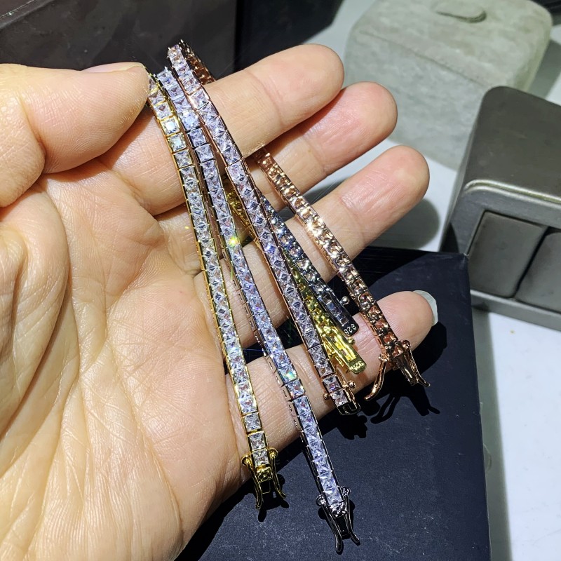 Choucong 2021 New Arrival Sparkling Jewelry Sterling Sier&Gold Fill Popular Princess White Topaz Women Wedding Bracelet Gift