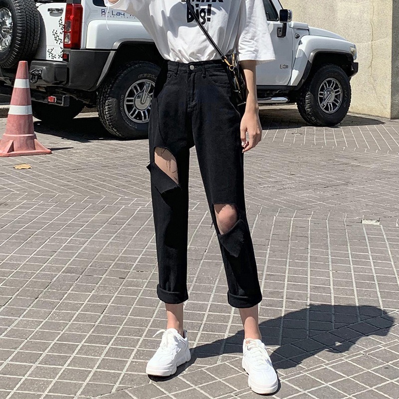 2021 New black big hole women's spring and summer chic tubing high waist thin fashion casual jeans 6RSY
2021 New black big hole women's spring and summer chic tubing high waist thin fashion casual jeans 6RSY