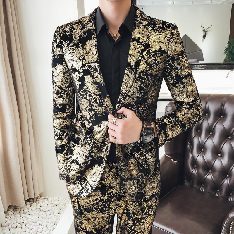 Mens Suit Jackets and Suit Trousers Fashion High Quality Suits Coats and Pants Large Size S5XL T200303
