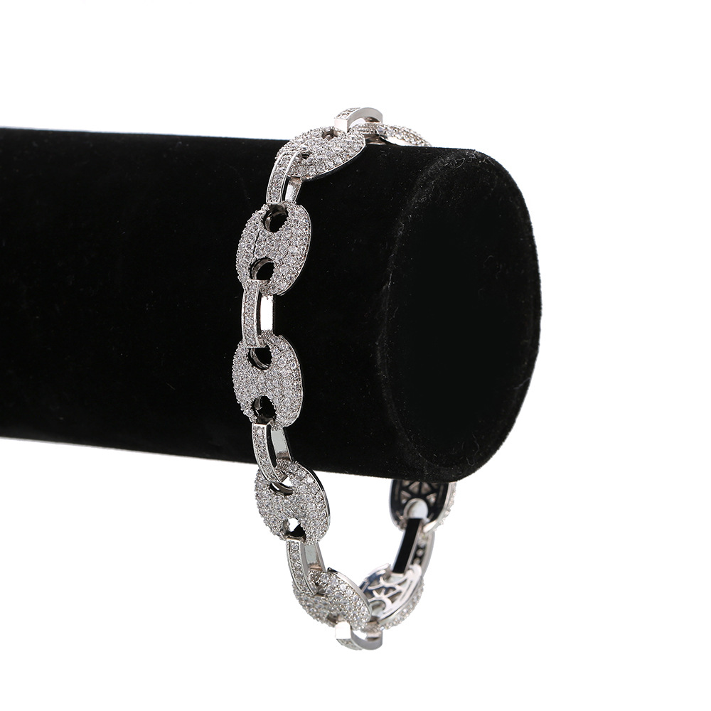 Zircon Bead Chain Bracelet Tennis Copper Material Gold Silver Color Bling CZ Men Hip hop Bracelets
