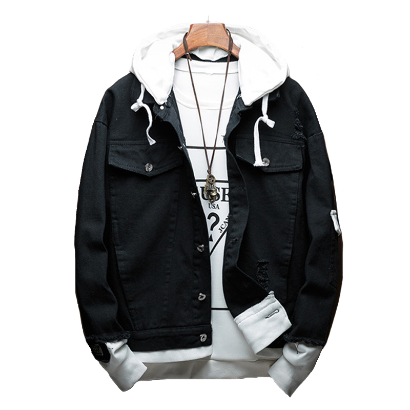 iSurvivor 2020 Men Spring Autumn Patchwork Denim Jeans Jackets Coats Male Casual Fashion Slim Fit Hooded Jackets Cardigans LJ201013