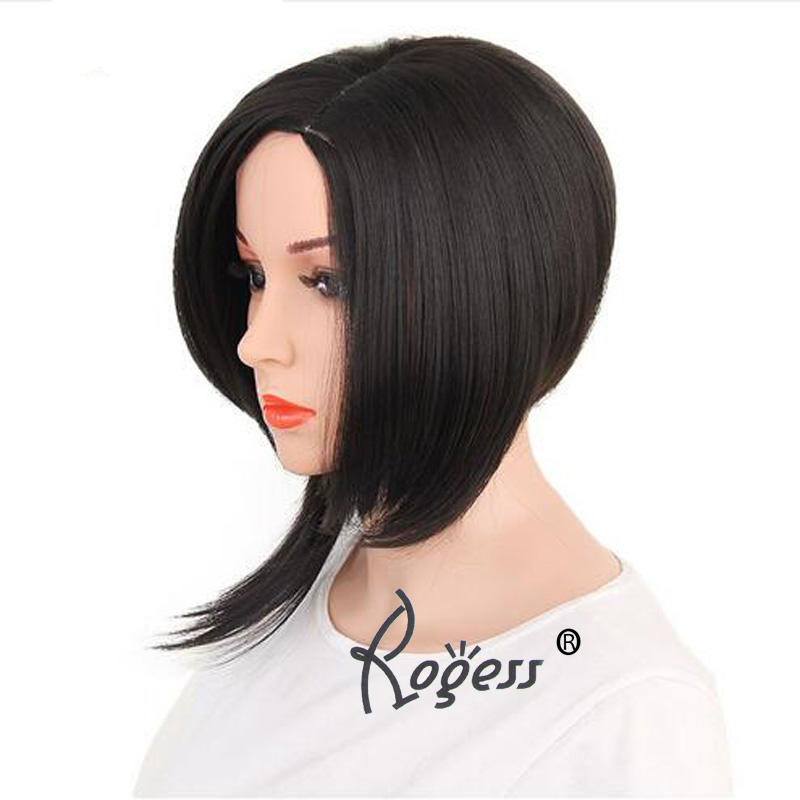 Beautiful Short Straight Hair Cosplay Wig Black Halloween Heat Resistant Fashion Women Synthetic Free Wig Cap