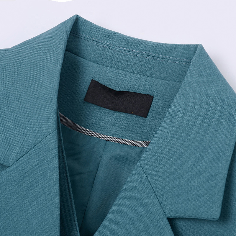 EAM Women Blue Brief Bandage Temperament Blazer Lapel Long Sleeve Loose Fit Jacket Fashion Spring Autumn 1Z155 201114