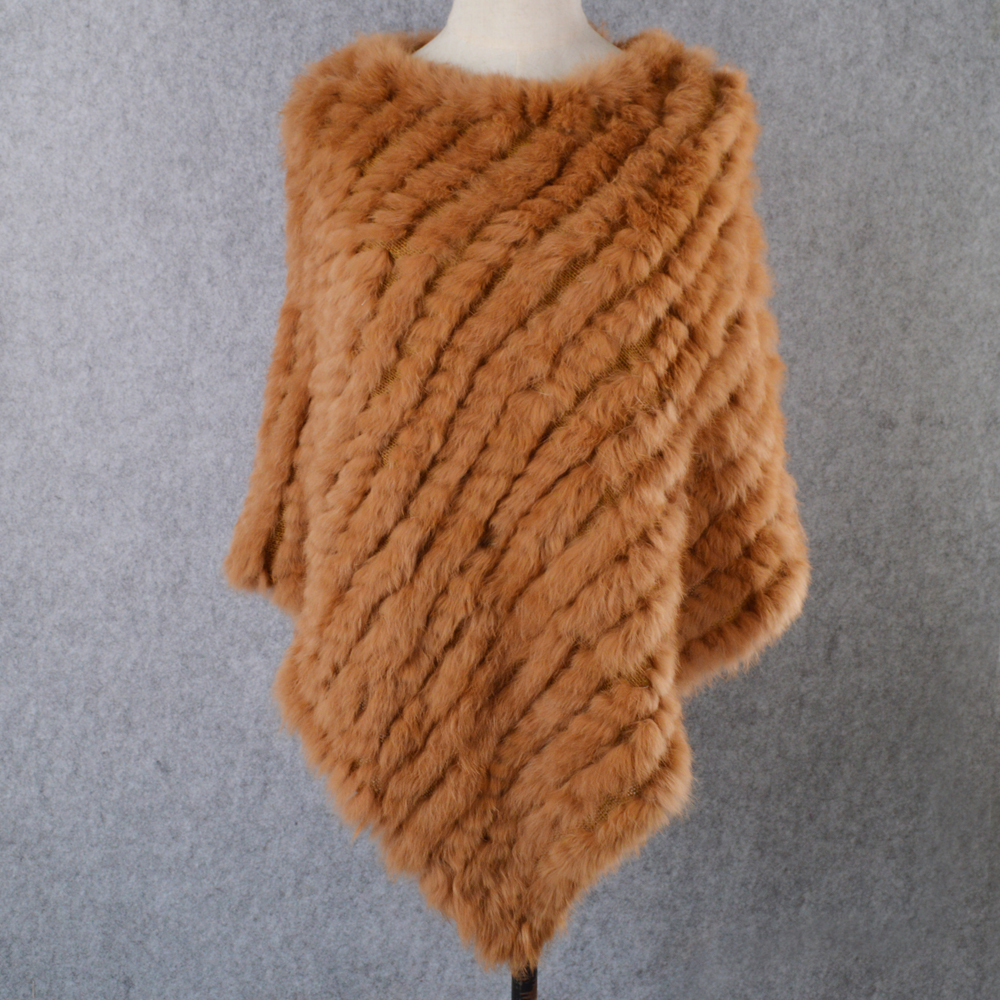 Fashion Real Rabbit Fur Poncho Genuine Real Rabbit Fur Shawl Scarf Knitted Elastic Women Party Real Natural Rabbit Fur Pashmina Y201007