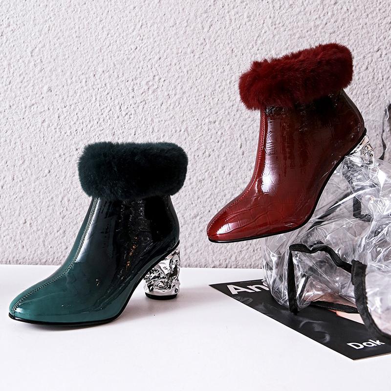 new winter high heel shoes women's ankle boots hair patent cow leather keep warm ankle boots zapatos mujer1, Dark green
new winter high heel shoes women's ankle boots hair patent cow leather keep warm ankle boots zapatos mujer1, Dark green