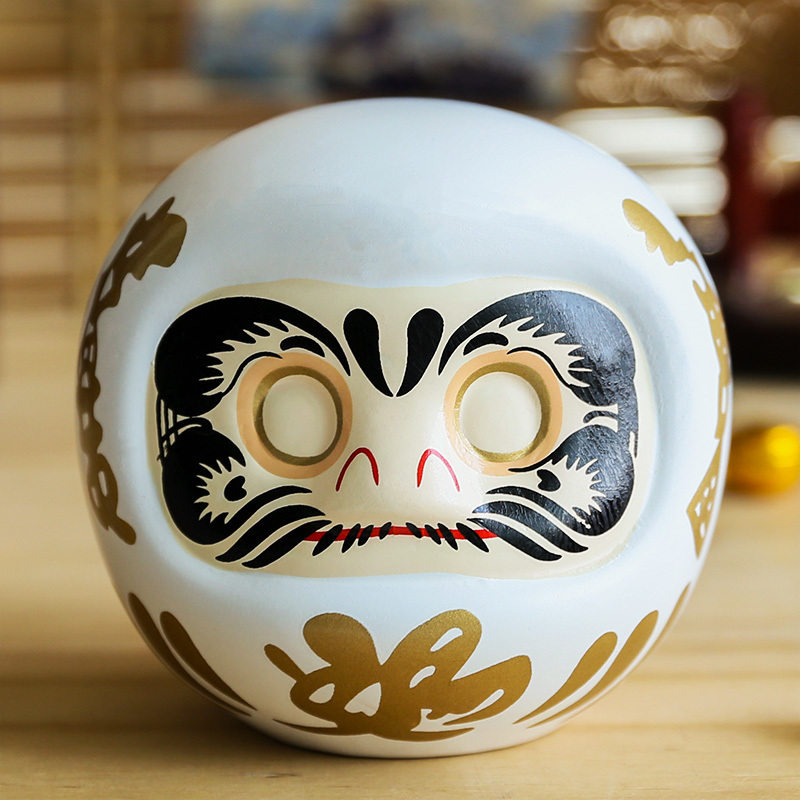 4 inch Japanese Ceramic Daruma Doll Lucky Charm Fortune Ornament Fengshui Zen Craft Money Box Home Tabletop Decoration Gifts Y200104