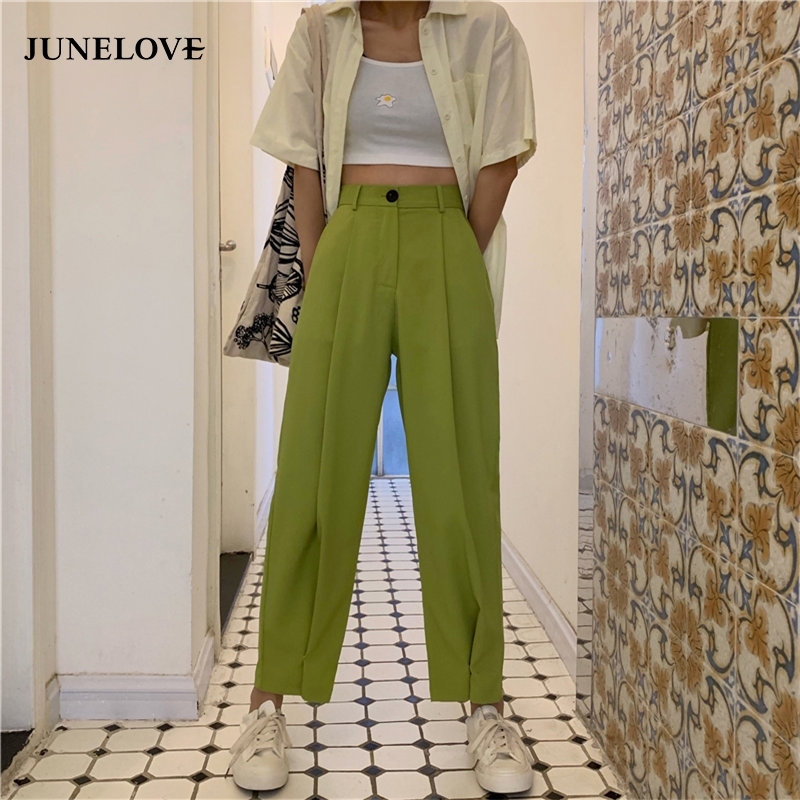 JuneLove spring Brief Slender Hot Casual High Waist Summer Women Loose Simple Solid Ankle Length Wide Leg Pants 3 Colors Bottoms 201109, Green
JuneLove spring Brief Slender Hot Casual High Waist Summer Women Loose Simple Solid Ankle Length Wide Leg Pants 3 Colors Bottoms 201109, Green