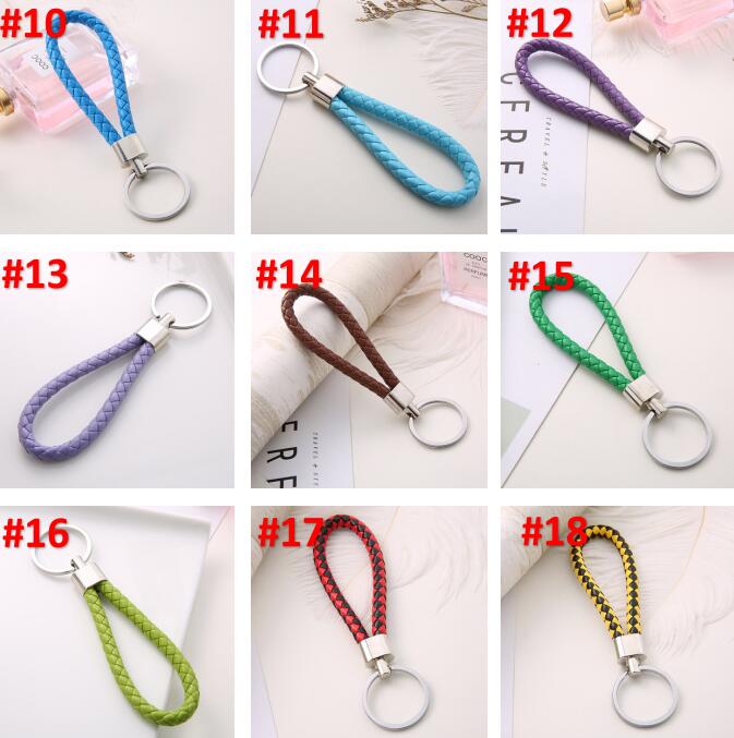 Fashion PU Leather Braided Woven Rope Key Rings Fit DIY bag Pendant Key Chains Car Keyrings Men Women Keychains Nice Promotion Gift Wholesale
