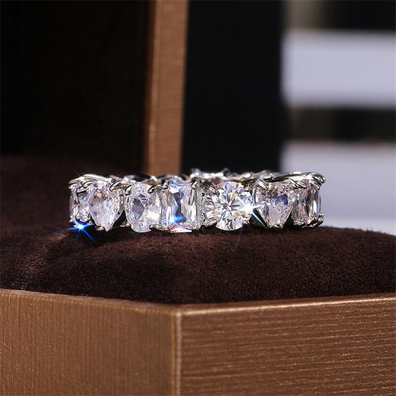 Choucong Brand New Dexule Jewelry 925 Sterling Silver Multi Shape Gemstones CZ Diamond Women Wedding Engagement Band Ring For Lover Gift