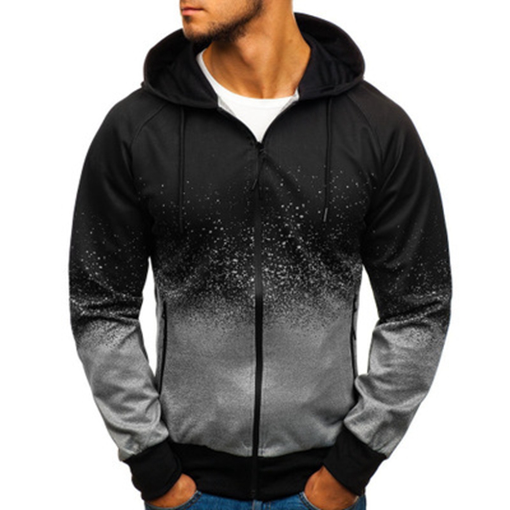Hooded sweater personality letter printing casual men's cardigan shirt men