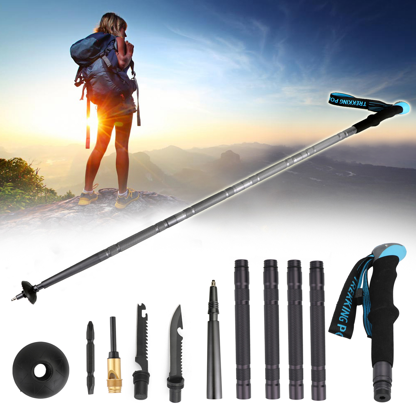 Areyourshop Fitness Walking Trekking Stick Pole Screwdriver Multi Function Defense Survival tools Sporting goods Accessories Parts
Areyourshop Fitness Walking Trekking Stick Pole Screwdriver Multi Function Defense Survival tools Sporting goods Accessories Parts