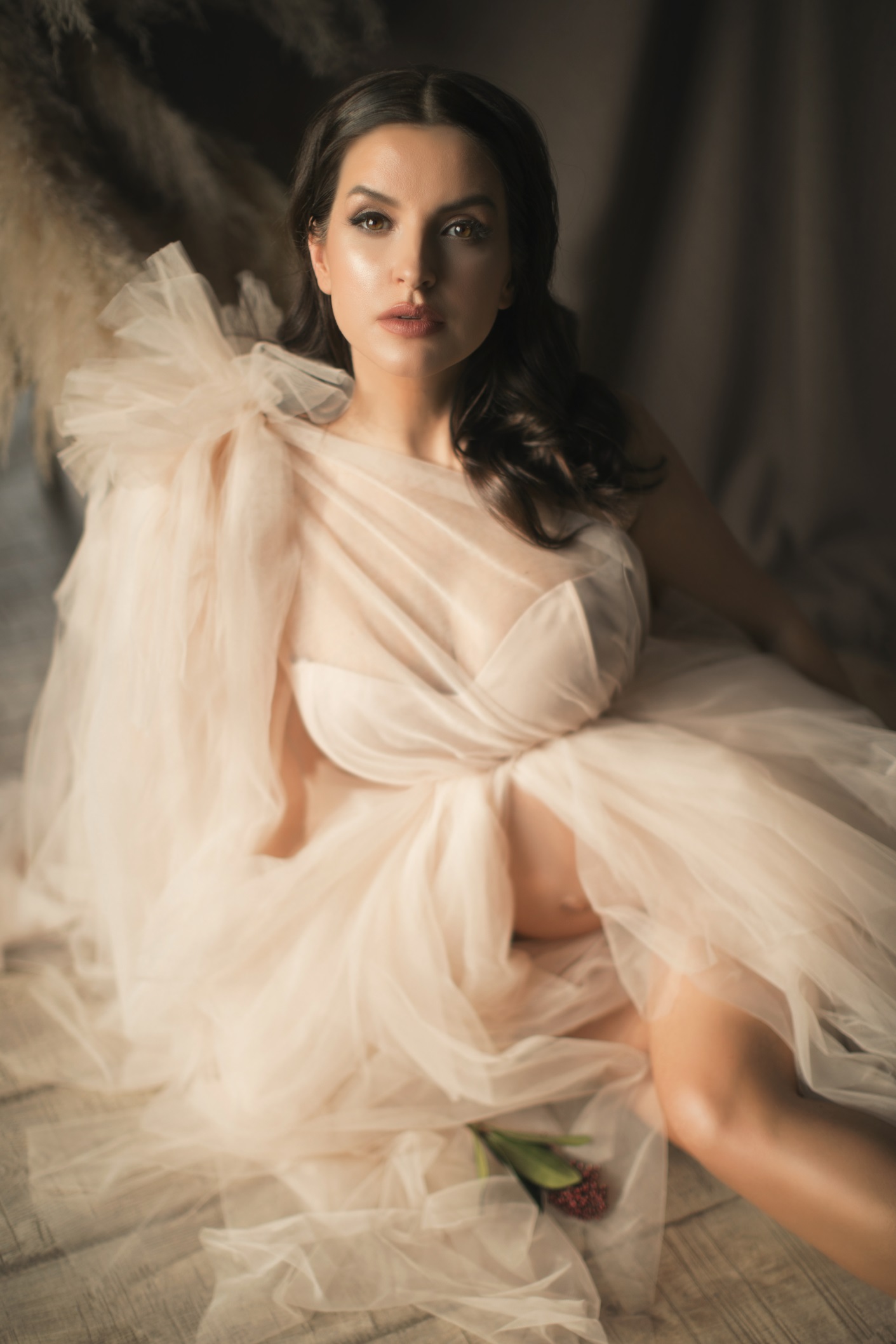 One Shoulder Maternity Dresses Lace Evening Gowns for Photoshoot Boudoir Lingerie Tulle Robe Bathrobe Nightwear Jackets Babydoll