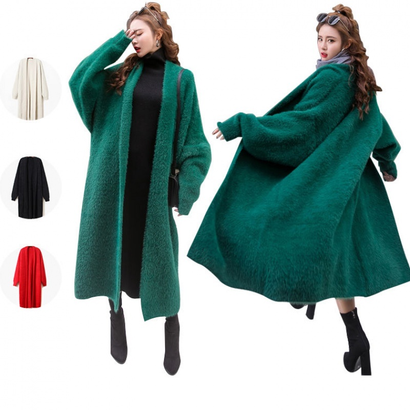 Autumn And Winter Korean Boutique Mink Cashmere Cardigan Sweater Female Long Coat sweater cardigan 201222