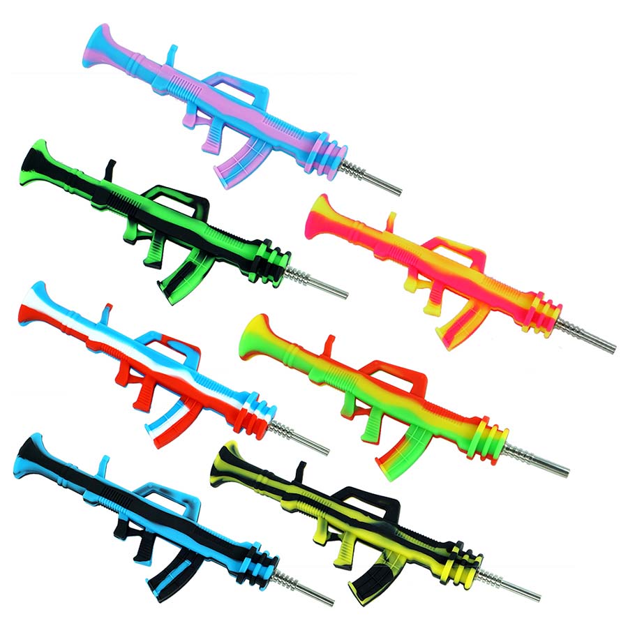 ak47 gun shape silicone Nectar nector Collector kit portable Concentrate smoke Pipe water pipe with Titanium Tip Dab Straw Oil Rigs
ak47 gun shape silicone Nectar nector Collector kit portable Concentrate smoke Pipe water pipe with Titanium Tip Dab Straw Oil Rigs
