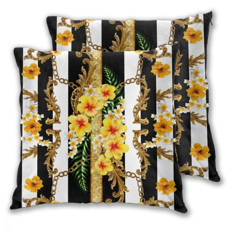 Pillow Case Cover Tropical Flowers With Stripes Home Decorative 2 Pieces Zipper Throw Cushion Case for Sofa and Bed, White 4
Pillow Case Cover Tropical Flowers With Stripes Home Decorative 2 Pieces Zipper Throw Cushion Case for Sofa and Bed, White 4