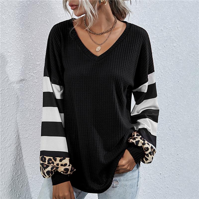 Top Women Long Lantern Sleeve T Shirt Striped Tops Autumn Tee Female Leopard Stitching Tees Fashion Loose Top Lady T-shirt 2020, Black
Top Women Long Lantern Sleeve T Shirt Striped Tops Autumn Tee Female Leopard Stitching Tees Fashion Loose Top Lady T-shirt 2020, Black