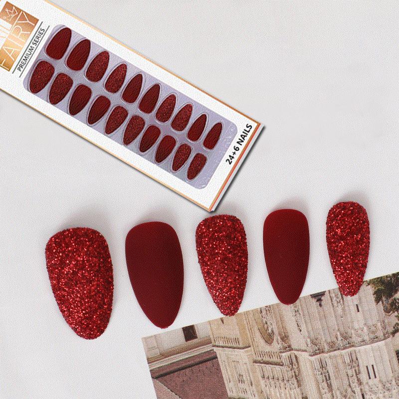 24pcs Starry Sky Color Ballerina Nails Mid-length Wear Finished False Nail Tips With Glue Press Red Glitter Nails Art Fake, No.3
24pcs Starry Sky Color Ballerina Nails Mid-length Wear Finished False Nail Tips With Glue Press Red Glitter Nails Art Fake, No.3