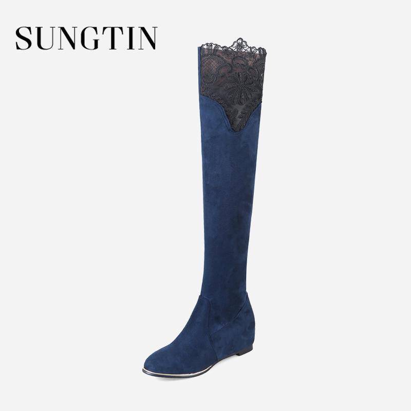 Sungtin Winter New Suede Slim Thigh High Boots Women Black Lace Large Size Flat Long Boots Ladies Plush Warm Over The Knee1
Sungtin Winter New Suede Slim Thigh High Boots Women Black Lace Large Size Flat Long Boots Ladies Plush Warm Over The Knee1