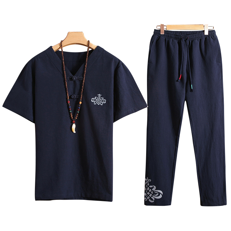 2021 New Summer Men's Short Sleeved T-shirt + Tenths Pants Cotton and Linen Chinese Style Suit Fashion Casual Mens Sets H2fq, Pink
2021 New Summer Men's Short Sleeved T-shirt + Tenths Pants Cotton and Linen Chinese Style Suit Fashion Casual Mens Sets H2fq, Pink