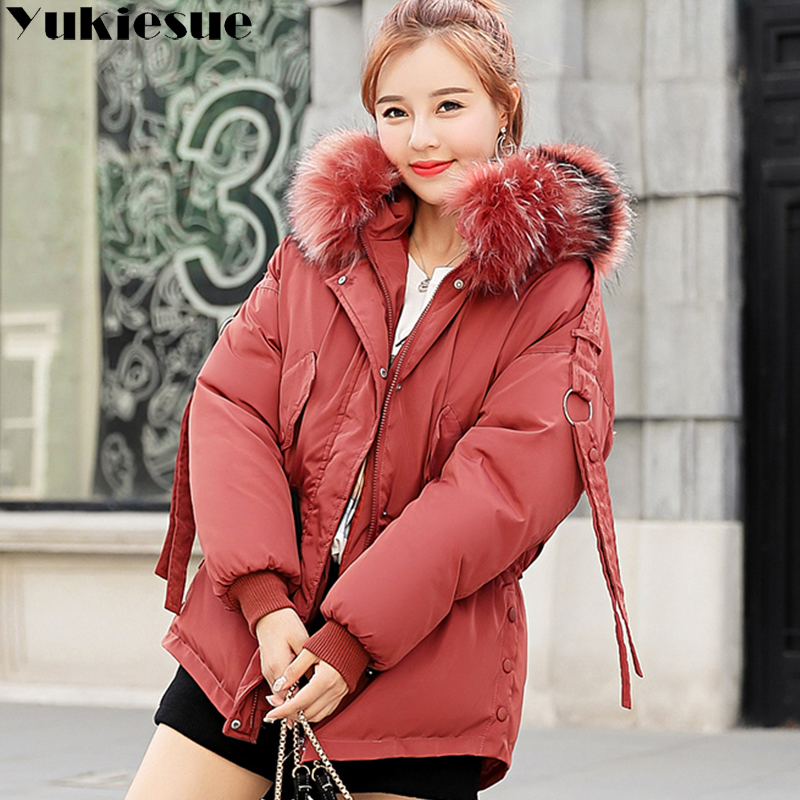 winter jacket women parka winter warm plus thick Big faux fur collar hooded coat female Plus size XXXL Women's down jacket 201019