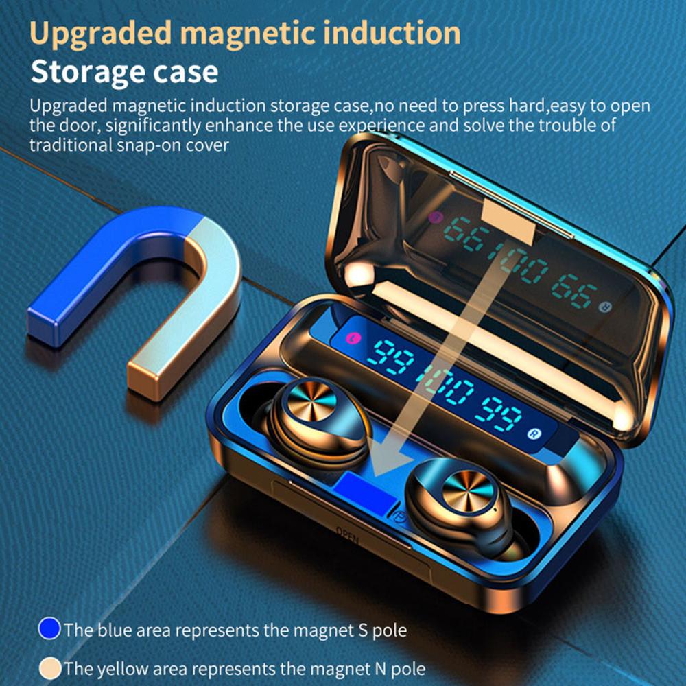 F9-5 Wireless Headphones 5c TWS Bluetooth 5.0 Earphones 2200mAh Charging Box With Microphone Sport Waterproof Headsets Earbuds