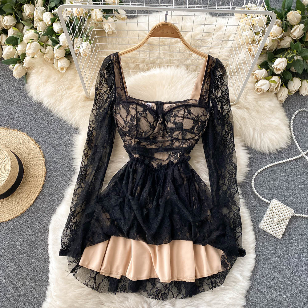 Elegant Black Lace Dress Women Sexy Hollow Out Mini Party Dress Square Collar Full Sleeve Slim Waist A-line Clubwear Robe Femme 2022
Elegant Black Lace Dress Women Sexy Hollow Out Mini Party Dress Square Collar Full Sleeve Slim Waist A-line Clubwear Robe Femme 2022