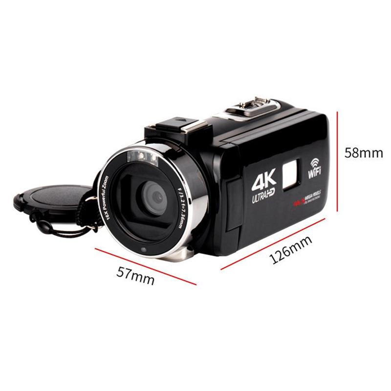 RISE-4K Camcorder 48MP Night Vision WiFi Control Digital Camera 3.0 Inch Touch-Sn Video Camcorder with Microphone