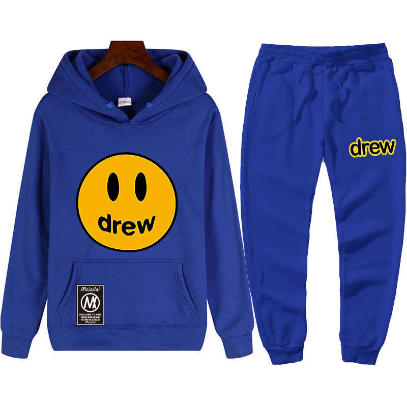 2020 neue Marke DREW Sweatshirt Smiley-Print Pullover Mode plus Größe Sportbekleidung + Jogginghose Männer und Frauen Hip-Hop-Straßenanzug