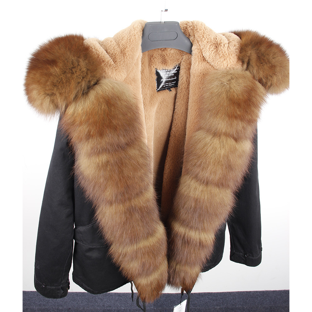 MaoMaoKong winter jacket parka natural fox fur collar real fur coat fux fur lining women coat 201027