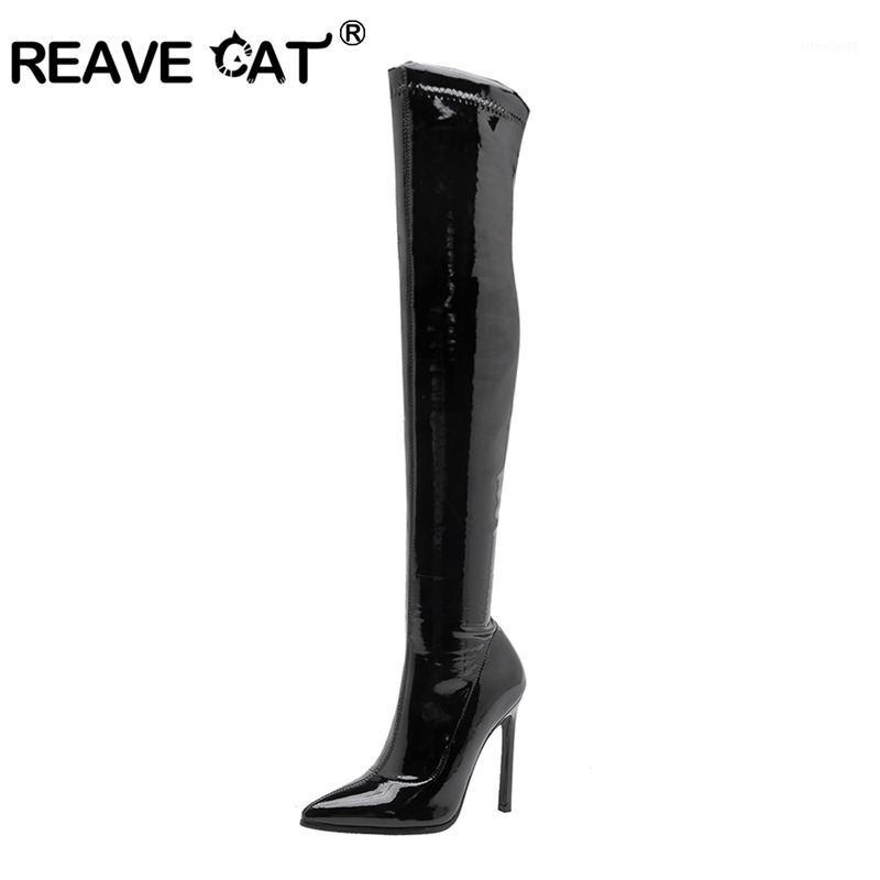 REAVE CAT Woman Thigh High Boots stretched 12CM Stiletto high heels over the knee boots party shoes patent leather red black1, Black dan
REAVE CAT Woman Thigh High Boots stretched 12CM Stiletto high heels over the knee boots party shoes patent leather red black1, Black dan