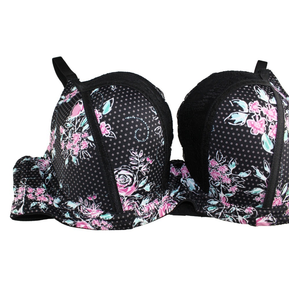 Sexy Bra For Women Fashion Print Brassiere Push Up Bra 3/4 Cup Underwire Lace Intimates Ladies Plus Size 36-46 C-D-DD-DDD-E-F-G 201202