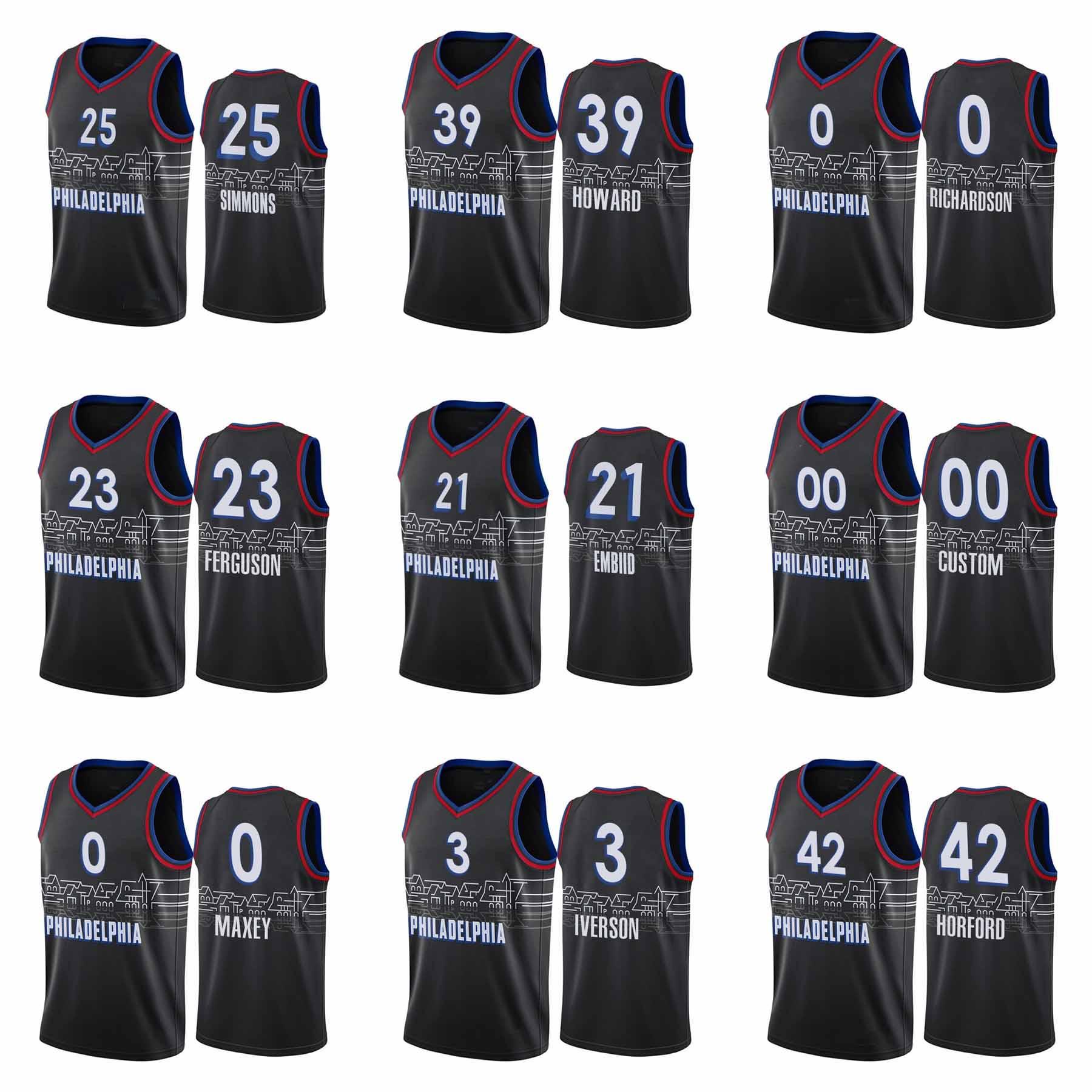 2020-21 City Black Josh Richardson Allen Iverson Ben 25 Simmons Joel 21 Embiid Kyle OQuinn Terrance Ferguson Dwight Howard Jesrey Edition