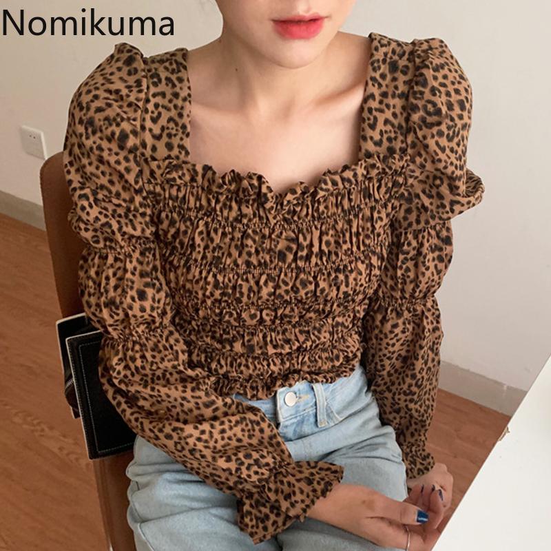 Nomikuma Leopard Shirts Women Square Collar Long Sleeve Slim Waist Crop Tops Casual Fashion Korean Chic Blouse Blusas 3c934, Khaki shirt
Nomikuma Leopard Shirts Women Square Collar Long Sleeve Slim Waist Crop Tops Casual Fashion Korean Chic Blouse Blusas 3c934, Khaki shirt