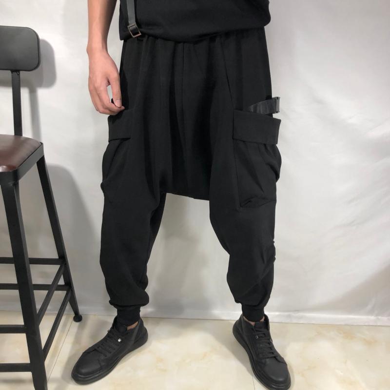 Fashion personality men' autumn new small feet harem pants trend low crotch nine-point casual pants overalls, Black
Fashion personality men' autumn new small feet harem pants trend low crotch nine-point casual pants overalls, Black