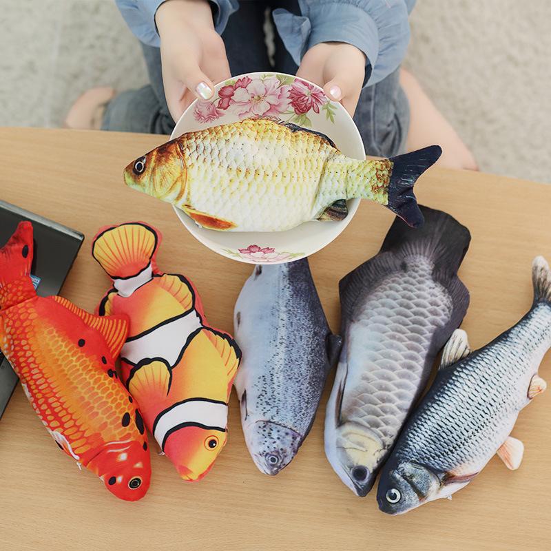 Fish Cat Realistic Plush Electric Flipping Doll Funny Interactive Pets Chew Bite Floppy Toy Perfect for Kitty Exercise