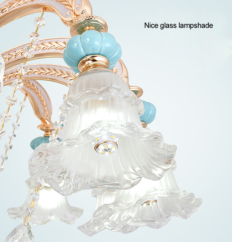 European Romantic Crystal Chandelier LED Zinc Alloy Ceramic Chandeliers Lights Fixture also can be Ceiling Lamp Home Indoor Lighting