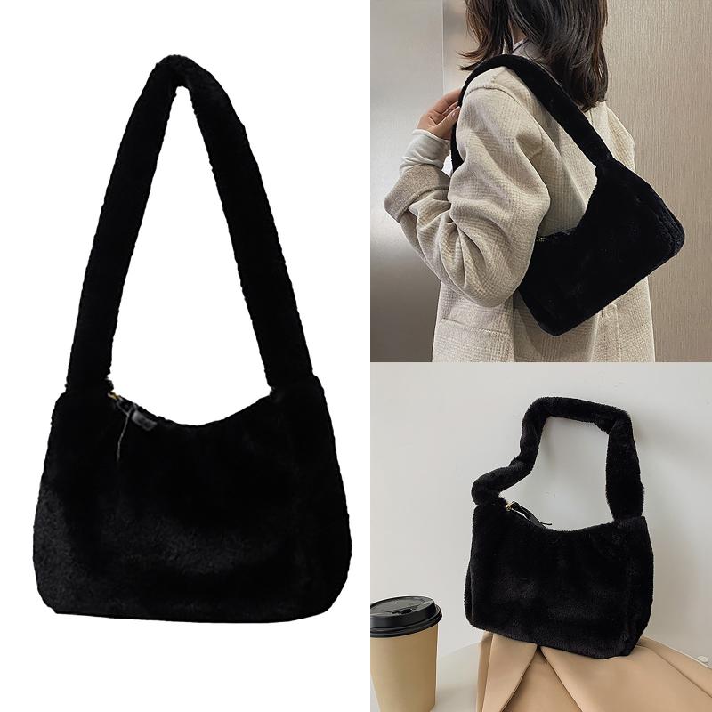 Simple Design Women Soft Plush Hobos Shoulder Bags Winter Furry Ladies Clutch Purse Handbag Fashion Female Baguette Underarm Bag, Black
Simple Design Women Soft Plush Hobos Shoulder Bags Winter Furry Ladies Clutch Purse Handbag Fashion Female Baguette Underarm Bag, Black