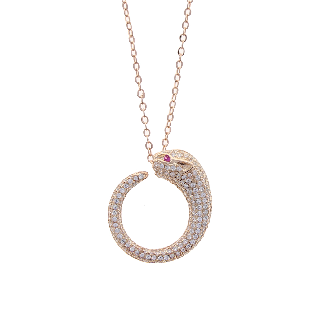 2021 European Women Jewelry Micro Pave CZ Leopard Jaguar Pendant Cubic Zirconia Trendy Necklace Wholesale