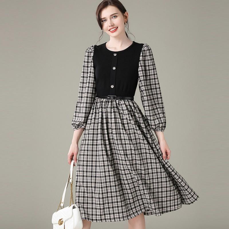 Vintage Knitting Patchwork Plaid Midi Dress Autumn Winter Women Office Long Sleeve O-Neck Elegant Slim Sweater Dress Female, Photo color
Vintage Knitting Patchwork Plaid Midi Dress Autumn Winter Women Office Long Sleeve O-Neck Elegant Slim Sweater Dress Female, Photo color