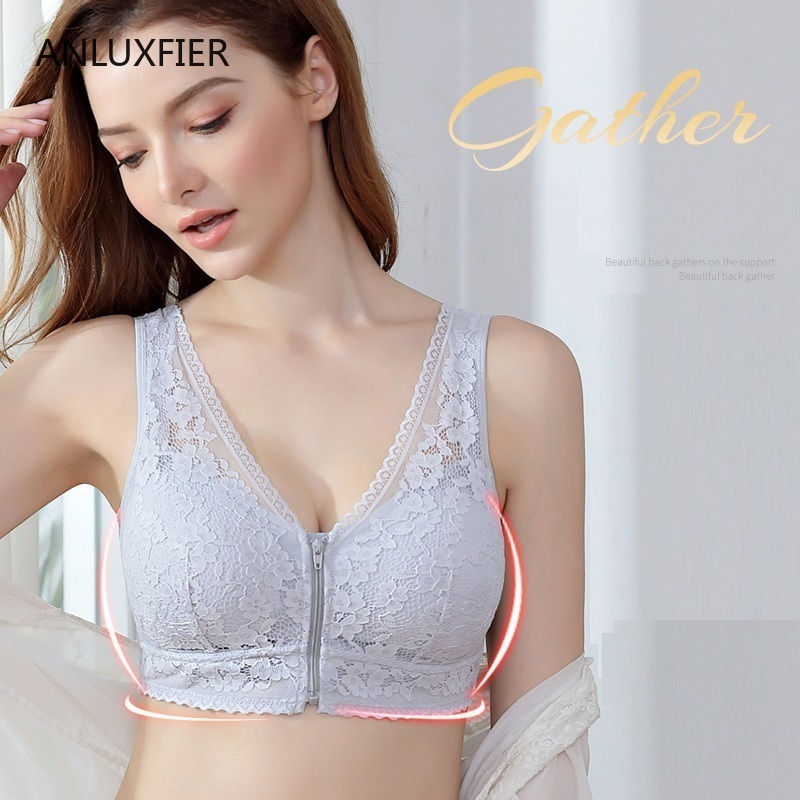 H9669 Special Bra Underwear Mastectomy Artificial Prosthesis Bra Women Front Button Zipper Lace Sexy Thin Gather Bras Lingerie 201202