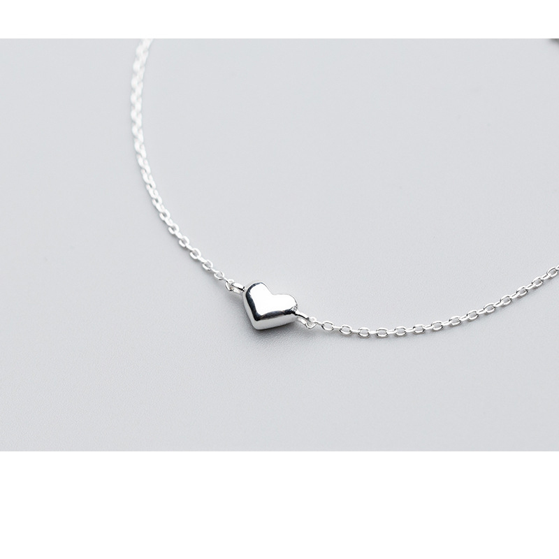 MloveAcc 925 Sterling Silver Romantic Small Heart Charm Anklets for Women S925 Ankle Bracelet Adjustable Length T200901