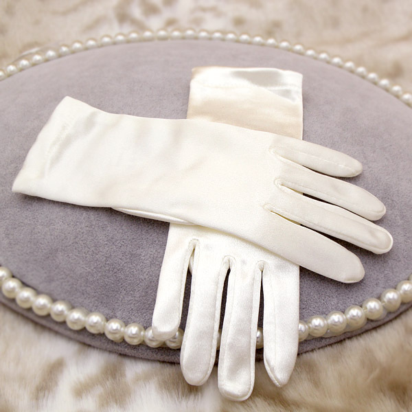 Short Wedding Gloves Finger for Women Wrist Ivory Satin Cuffs Simple Bridal Glove Luva De Noiva Accessorie