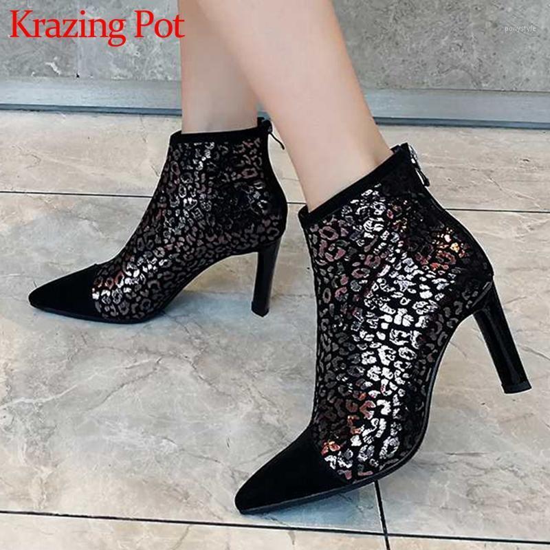 Krazing Pot gorgeous sexy leopard genuine leather boots pointed toe high heels mixed colors zipper winter warm ankle boots L9f61, Black
Krazing Pot gorgeous sexy leopard genuine leather boots pointed toe high heels mixed colors zipper winter warm ankle boots L9f61, Black