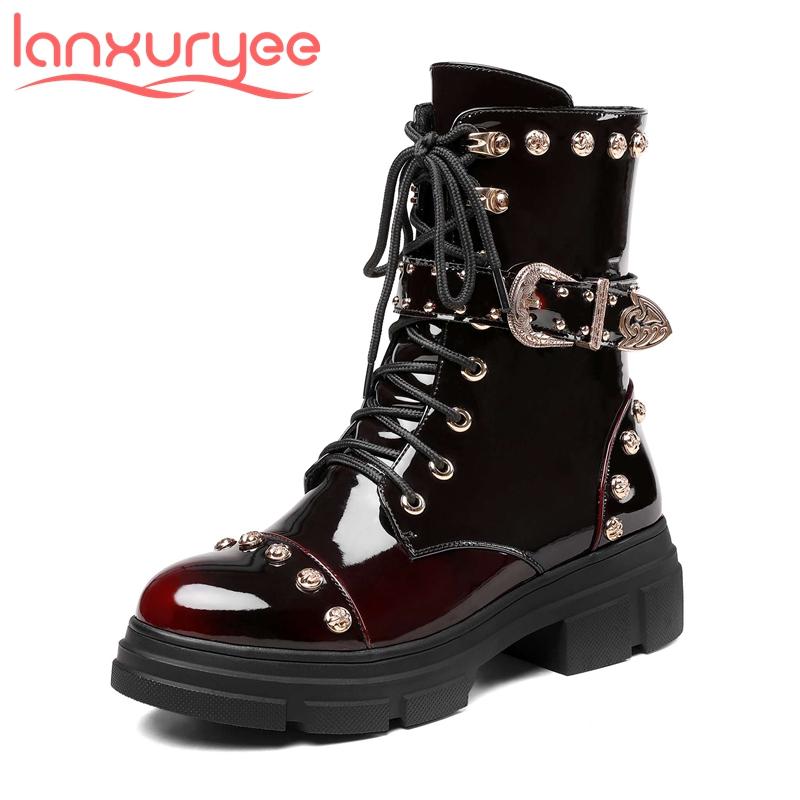 Lanxuryee vintage gladiator metal decoration round toe thick bottom platform winter shoes dark style handsome ankle boots L13, Black
Lanxuryee vintage gladiator metal decoration round toe thick bottom platform winter shoes dark style handsome ankle boots L13, Black